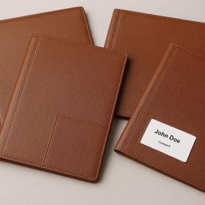 Leatherette File Folders with Business Card Slot for Professional Meetings